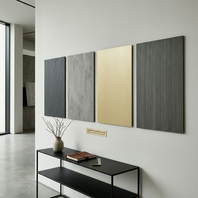Premium HPL laminate samples showing different finishes for kitchen bedroom and office interiors